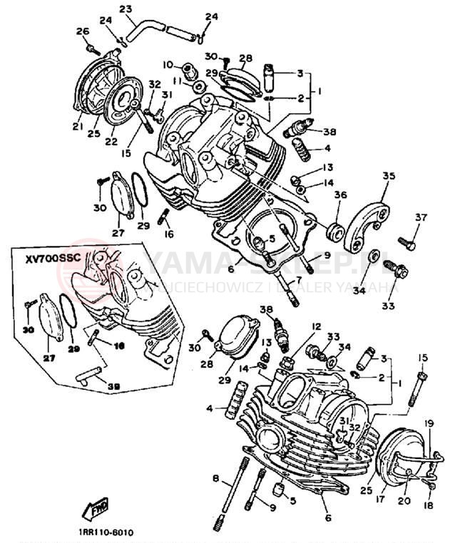 Schemat "głowica" do Yamaha VIRAGO 700 XV700SS/XV700SSC