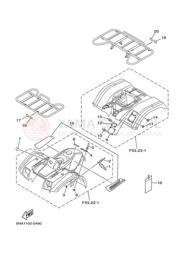 Schemat "naklejki" do Yamaha KODIAK 2WD YFM400AN