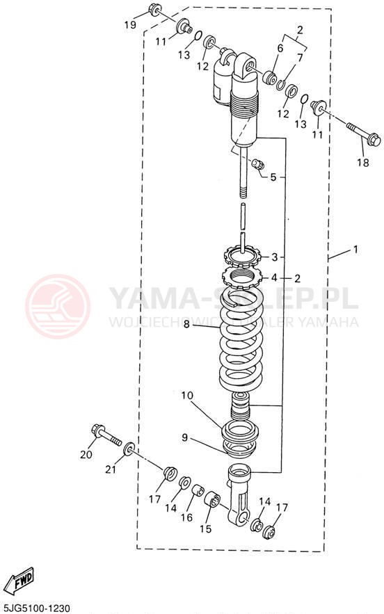 Schemat "zawieszenie tył" do Yamaha YZ426 YZ426FN