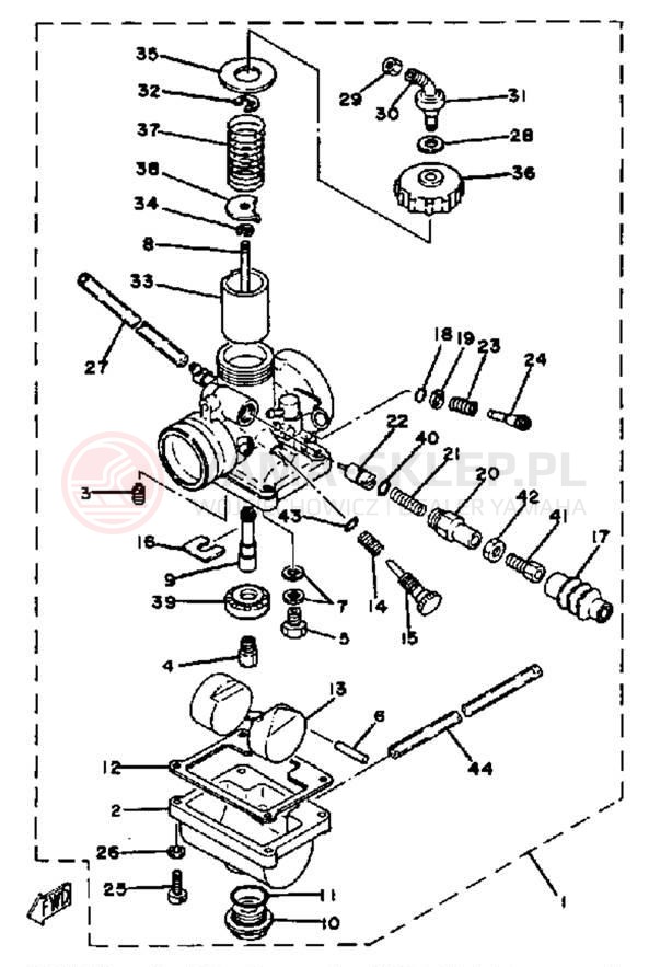 Schemat "gaźnik" do Yamaha YT125G
