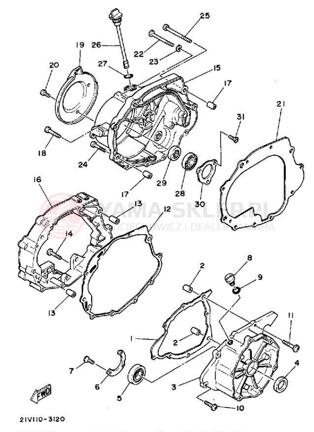 Schemat "Pokrywa silnika" do Yamaha YTM200L YTM200K