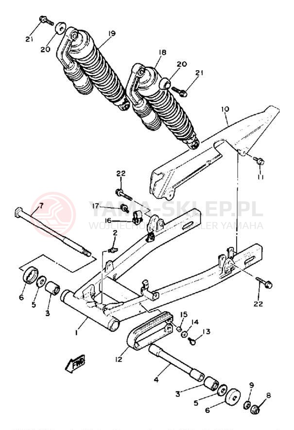 Schemat "wahacz, zawieszenie tył" do Yamaha SRX600S/SRX600SC