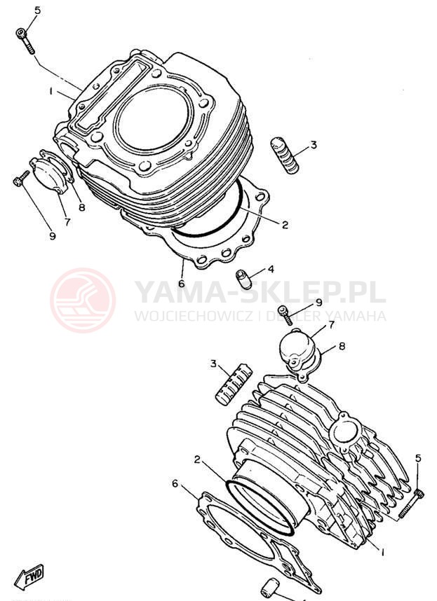 Schemat "cylinder" do Yamaha VIRAGO 1100 XV1100F/XV1100FC