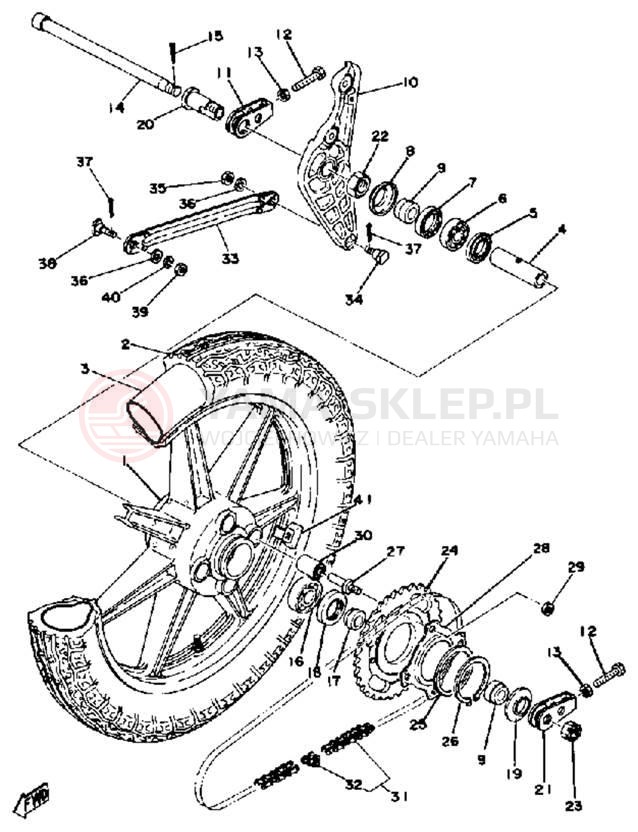 Schemat "Koło tył" do Yamaha RD400D