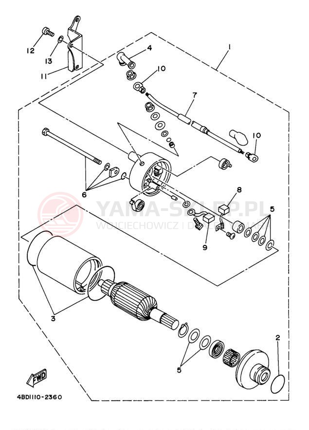 Schemat "rozrusznik" do Yamaha TIMBERWOLF 2WD YFB250UJ
