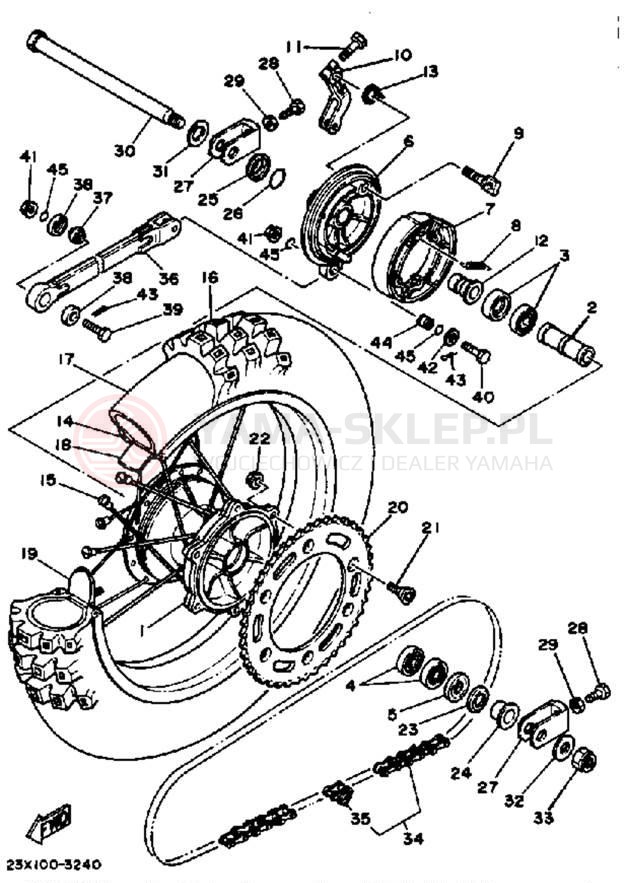 Schemat "Koło tył" do Yamaha YZ490 YZ490K