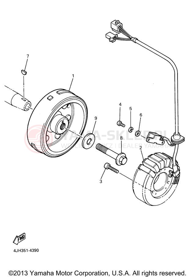 Schemat "prądnica" do Yamaha YZF600R YZF600RVC/YZF600RV