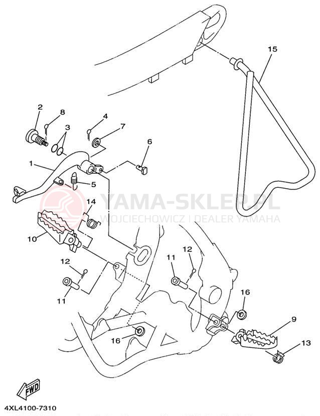 Schemat "Stopka postojowa i podnóżki" do Yamaha YZ125 YZ125J1