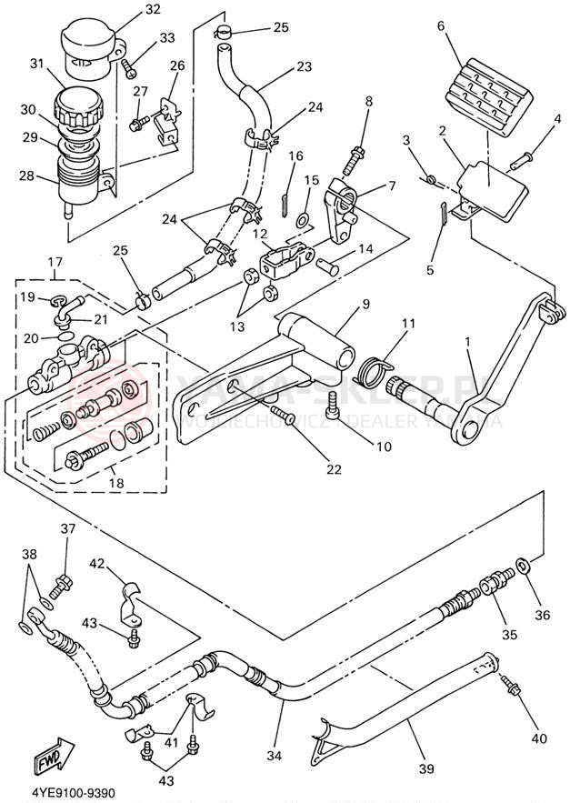Schemat "Pompa hamulcowa tył" do Yamaha XVZ13LTN/XVZ13LTNC