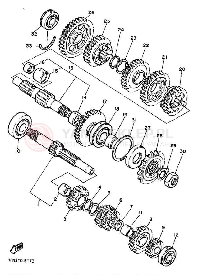 Schemat "Skrzynia biegów " do Yamaha FZ700TC/FZ700T