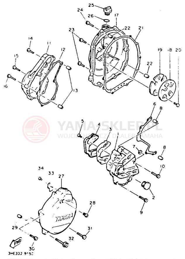 Schemat "Pokrywa silnika" do Yamaha FZR600RDC