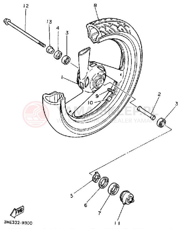 Schemat "Koło przód" do Yamaha FZR600RA