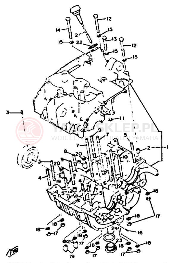 Schemat "Obudowa silnika" do Yamaha XS650H