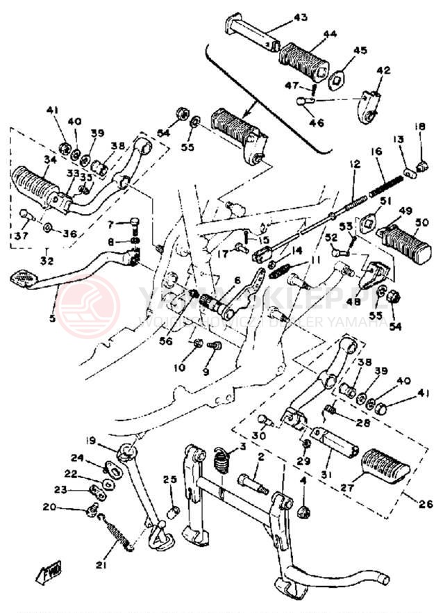 Schemat "Stopka postojowa i podnóżki" do Yamaha XS650SH