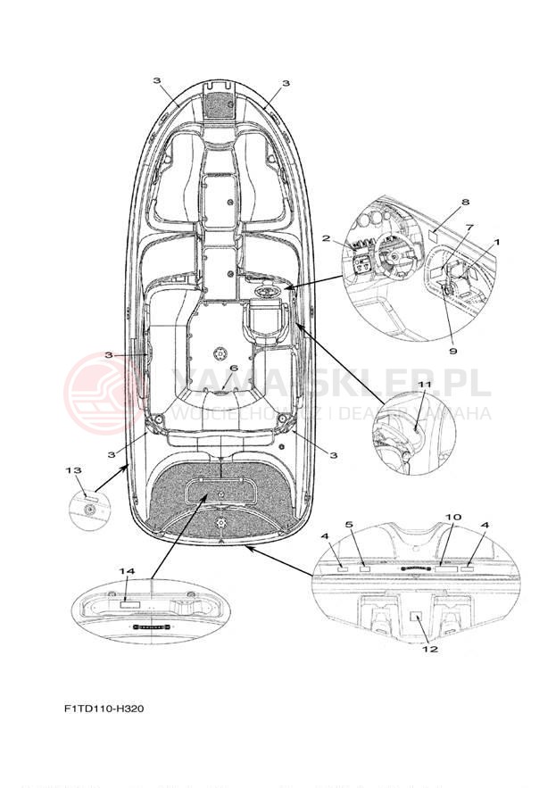 Schemat "naklejki" do Yamaha SX210 FRT1100BJ