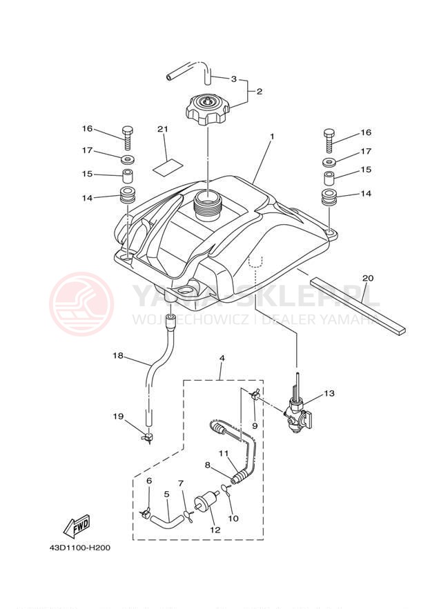 Schemat "zbiornik paliwa" do Yamaha RAPTOR 90 YFM90RYB/YFM90RYL
