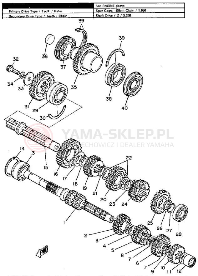 Schemat "Skrzynia biegów " do Yamaha XS850SG