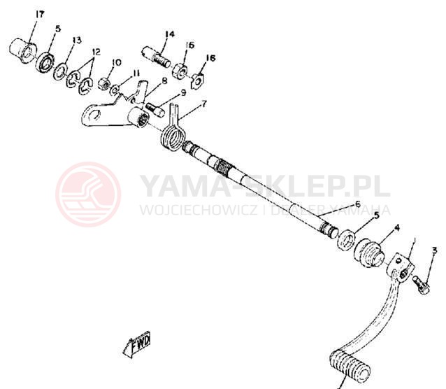 Schemat "Dźwignia zmiany biegów, wałek" do Yamaha RT1M/RT1
