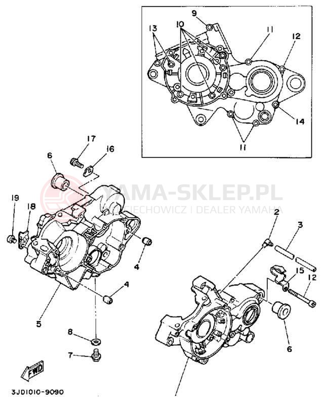 Schemat "Obudowa silnika" do Yamaha YZ125D1