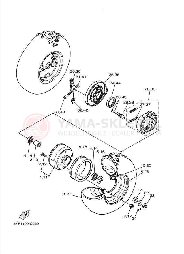 Schemat "Koło przód" do Yamaha RAPTOR 50 YFM50RV