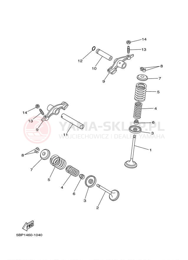 Schemat "zawory" do Yamaha RAPTOR 250 YFM25RDW/YFM25RDL