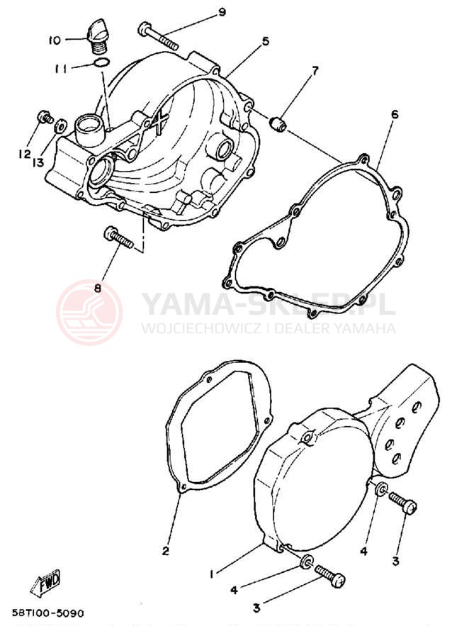 Schemat "Pokrywa silnika" do Yamaha YZ80W