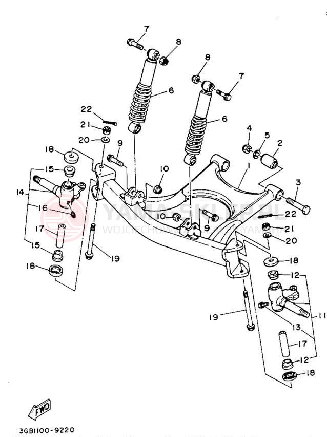 Schemat "Zawieszenie przód" do Yamaha YFM100W