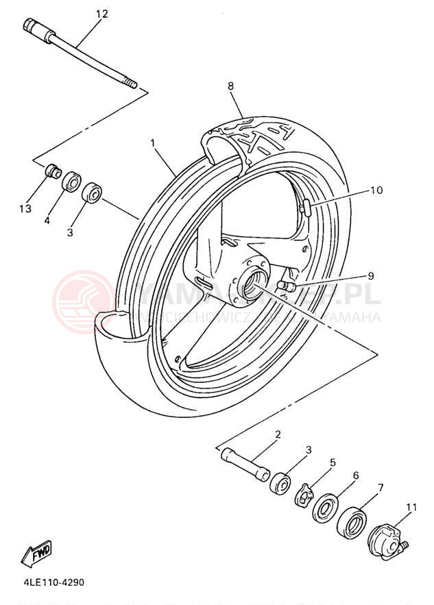 Schemat "Koło przód" do Yamaha YZF750RKC/YZF750RK