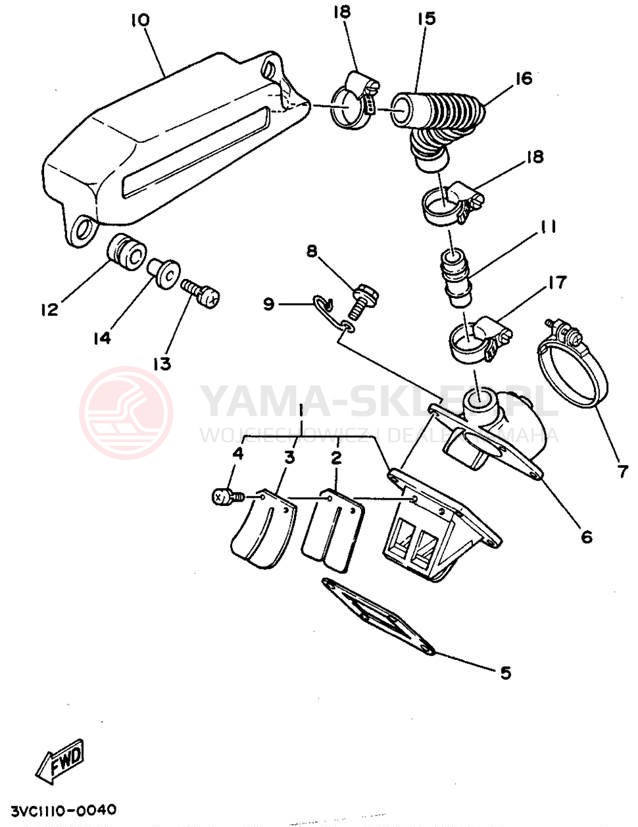 Schemat "Filtr powietrza" do Yamaha RT180B