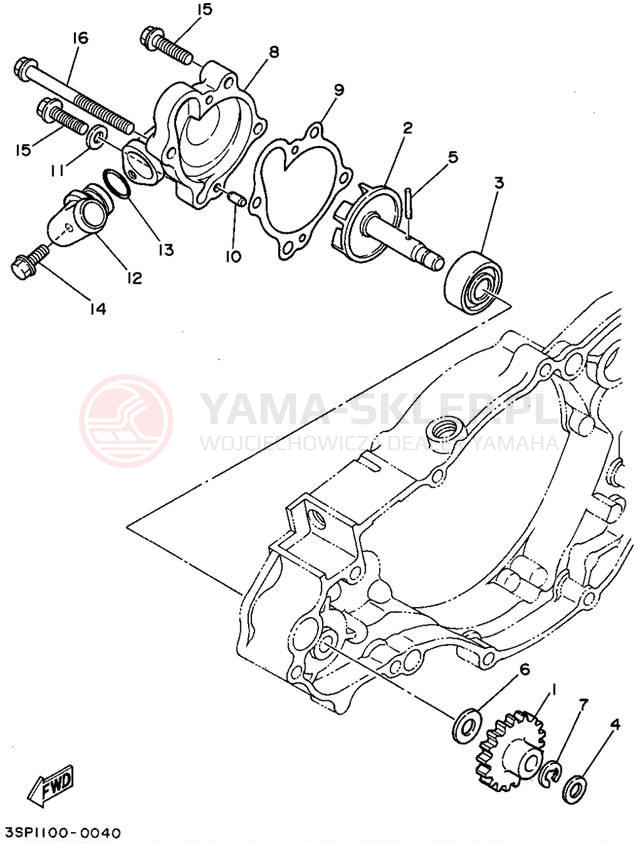 Schemat "Pompa wody" do Yamaha WR250ZG