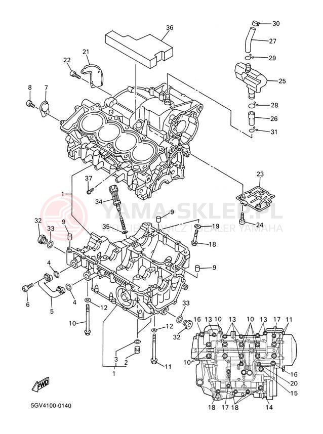 Schemat "Obudowa silnika" do Yamaha R6 YZFR6M/YZFR6MC