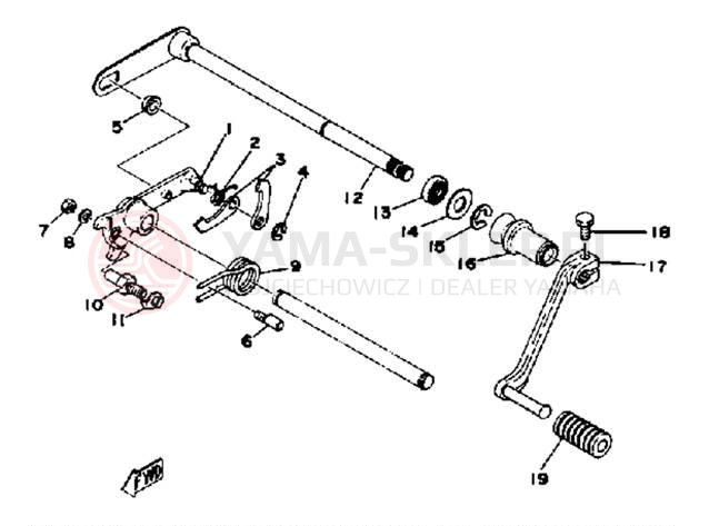 Schemat "Dźwignia zmiany biegów, wałek" do Yamaha XS360D