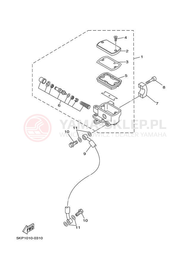 Schemat "Pompa hamulcowa przednia" do Yamaha V STAR CUSTOM XVS65S/XVS65SC