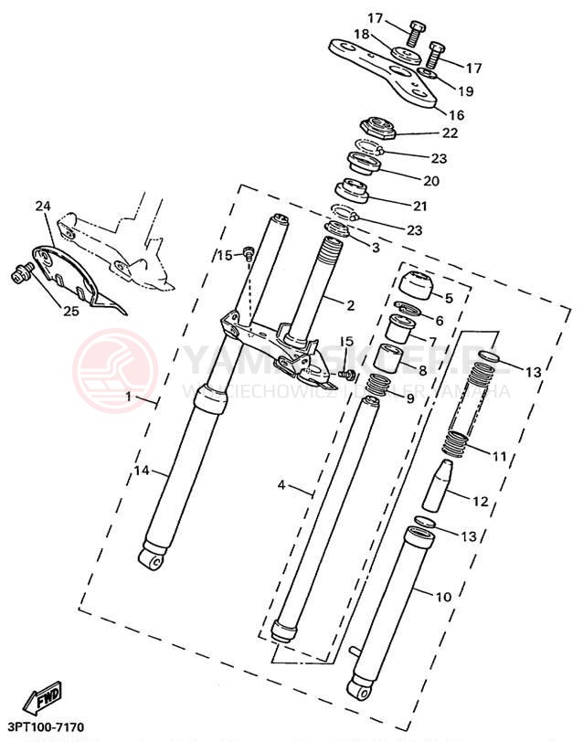 Schemat "Amortyzatory przód" do Yamaha YZINGER PW50L1
