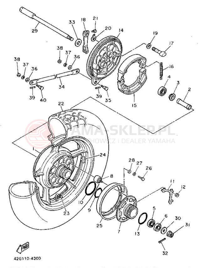 Schemat "Koło tył" do Yamaha VIRAGO 750 XV750GC/XV750G