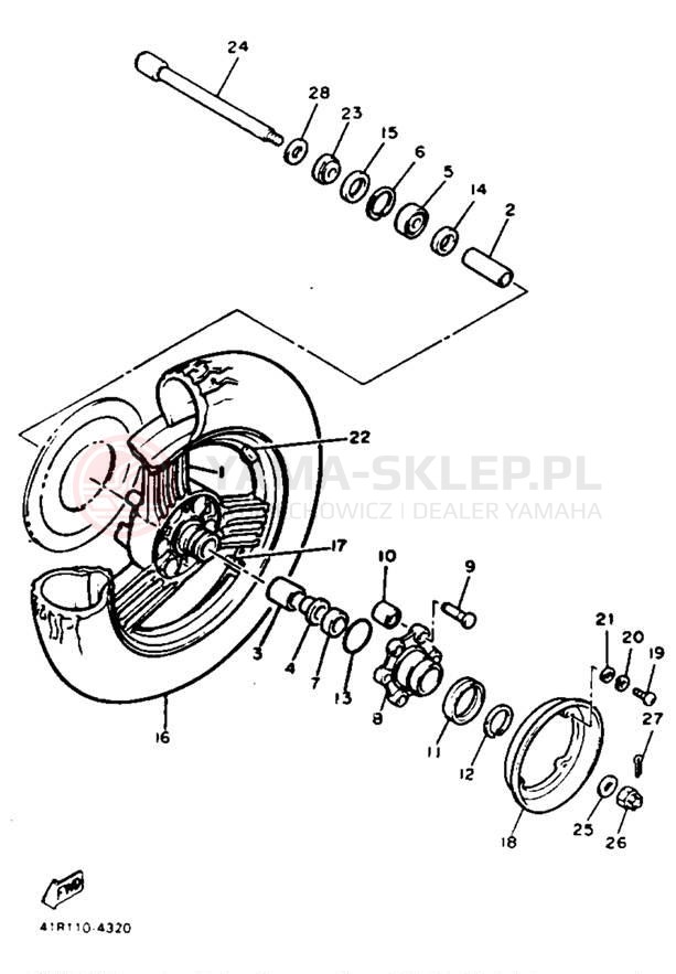 Schemat "Koło tył" do Yamaha XVZ12DN