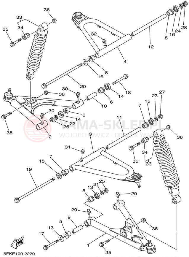 Schemat "Koło przód" do Yamaha BANSHEE YFZ350P