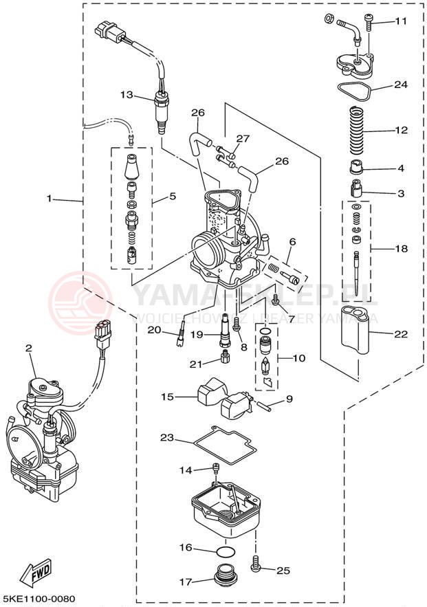 Schemat "Gaźnik" do Yamaha TZ250 TZ250N
