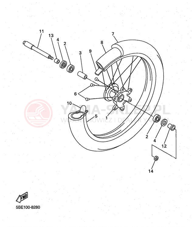 Schemat "Koło przód" do Yamaha YZ400 YZ400FK