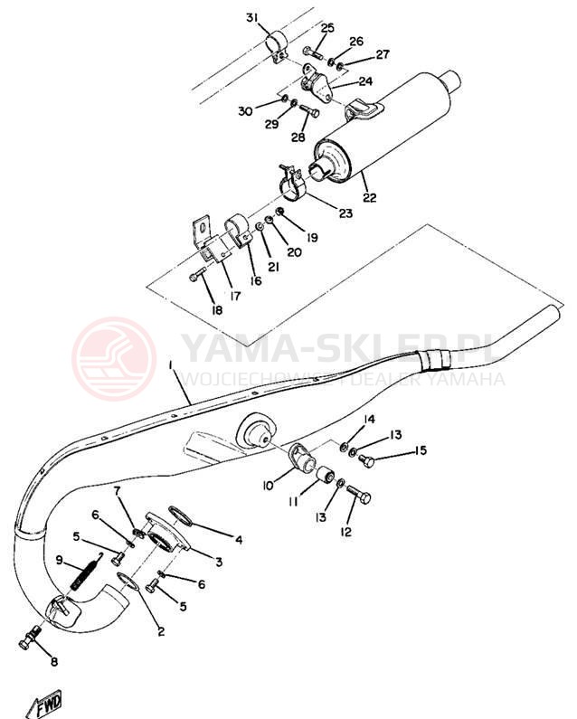 Schemat "Wydech końcowy" do Yamaha MX250/MX360