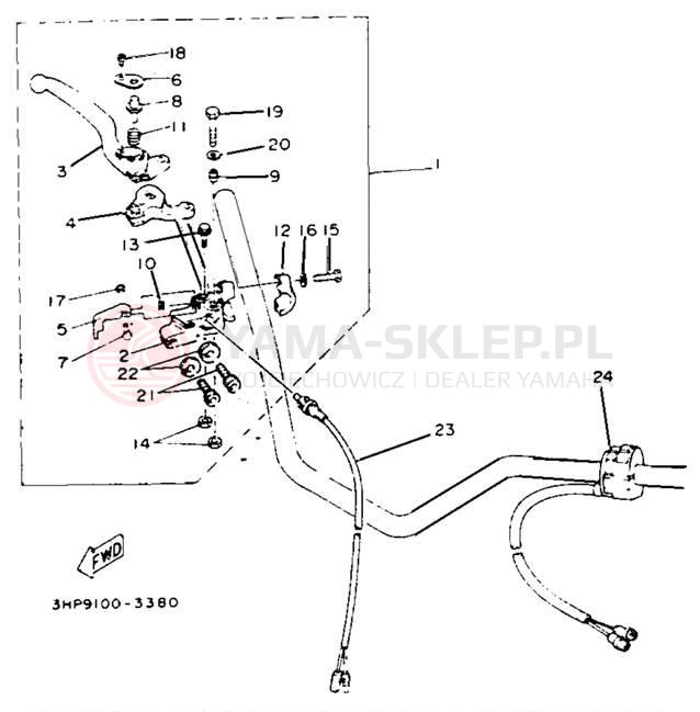 Schemat "Kierownica i osprzęt" do Yamaha MOTO-4 YFM350ERD