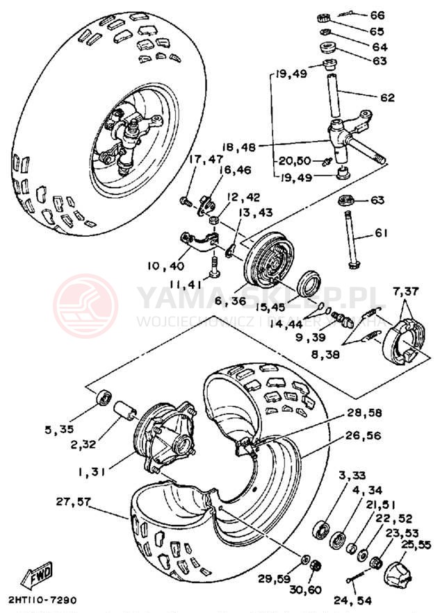 Schemat "Koło przód" do Yamaha MOTO-4 YFM350ERU