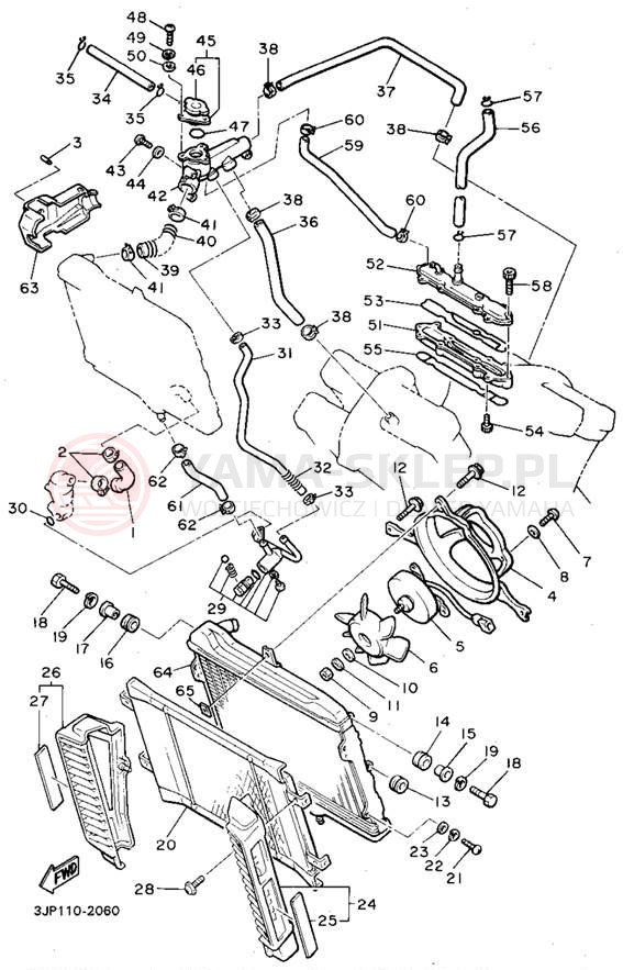 Schemat "Układ chlodzenia" do Yamaha V-MAX 1200 VMX12FC/VMX12F