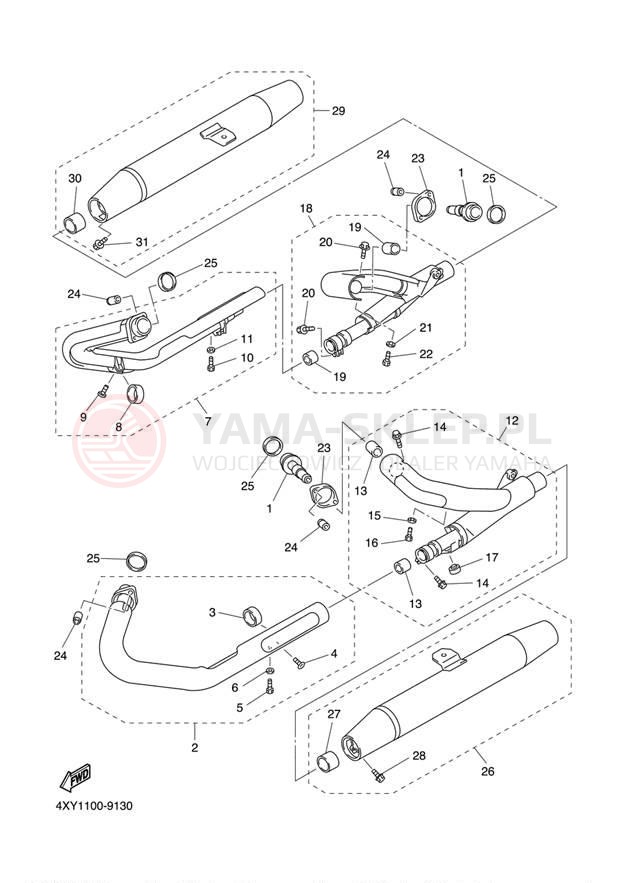 Schemat "Wydech końcowy" do Yamaha VENTURE XVZ1300TFN/XVZ1300TFN