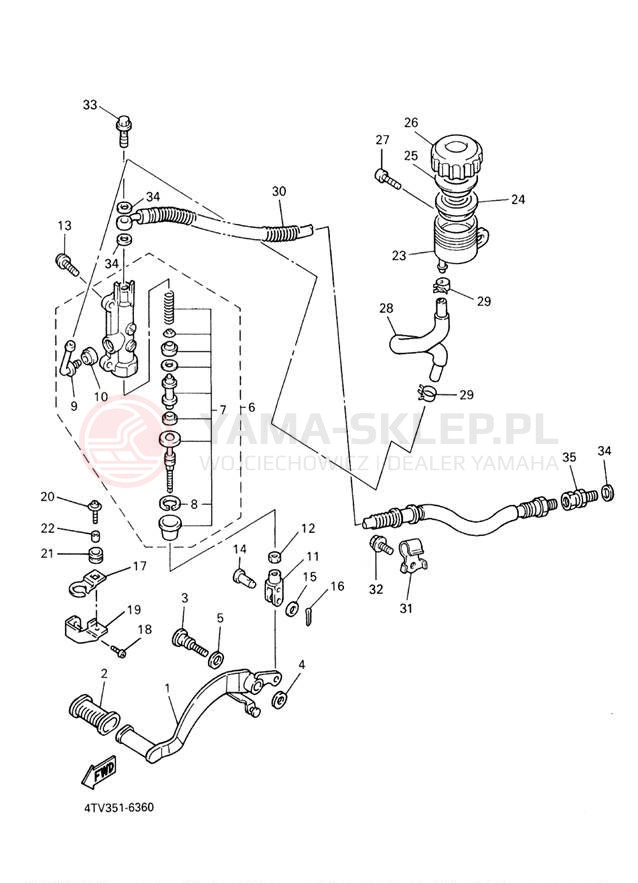 Schemat "Pompa hamulcowa tył" do Yamaha YZF600R YZF600RT/YZF600RTC