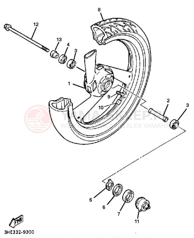 Schemat "Koło przód" do Yamaha FZR600RD