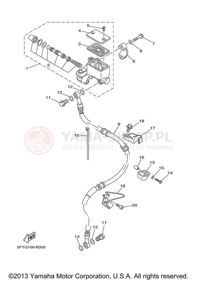 Schemat "Pompa hamulcowa przednia" do Yamaha TW200 TW200V/TW200VC