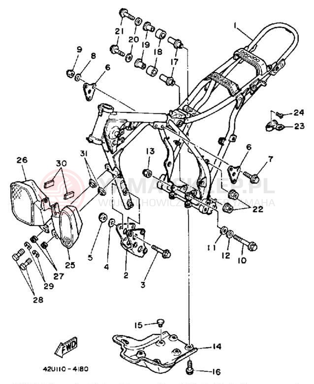 Schemat "rama" do Yamaha XT250LC/XT250L