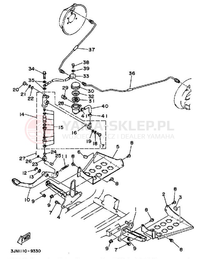 Schemat "Stopka postojowa i podnóżki" do Yamaha YFU1W