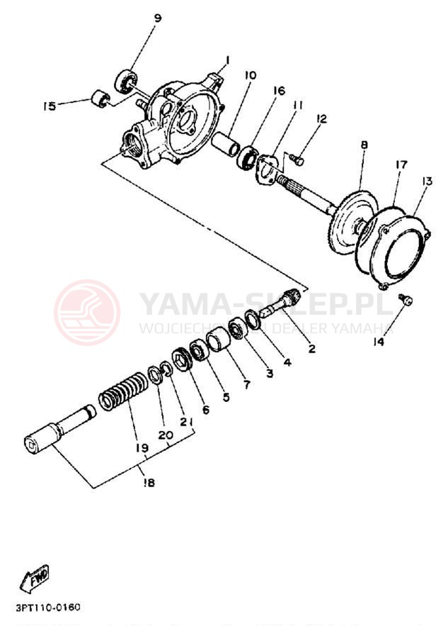 Schemat "Wał napędowy" do Yamaha Y-ZINGER PW50A